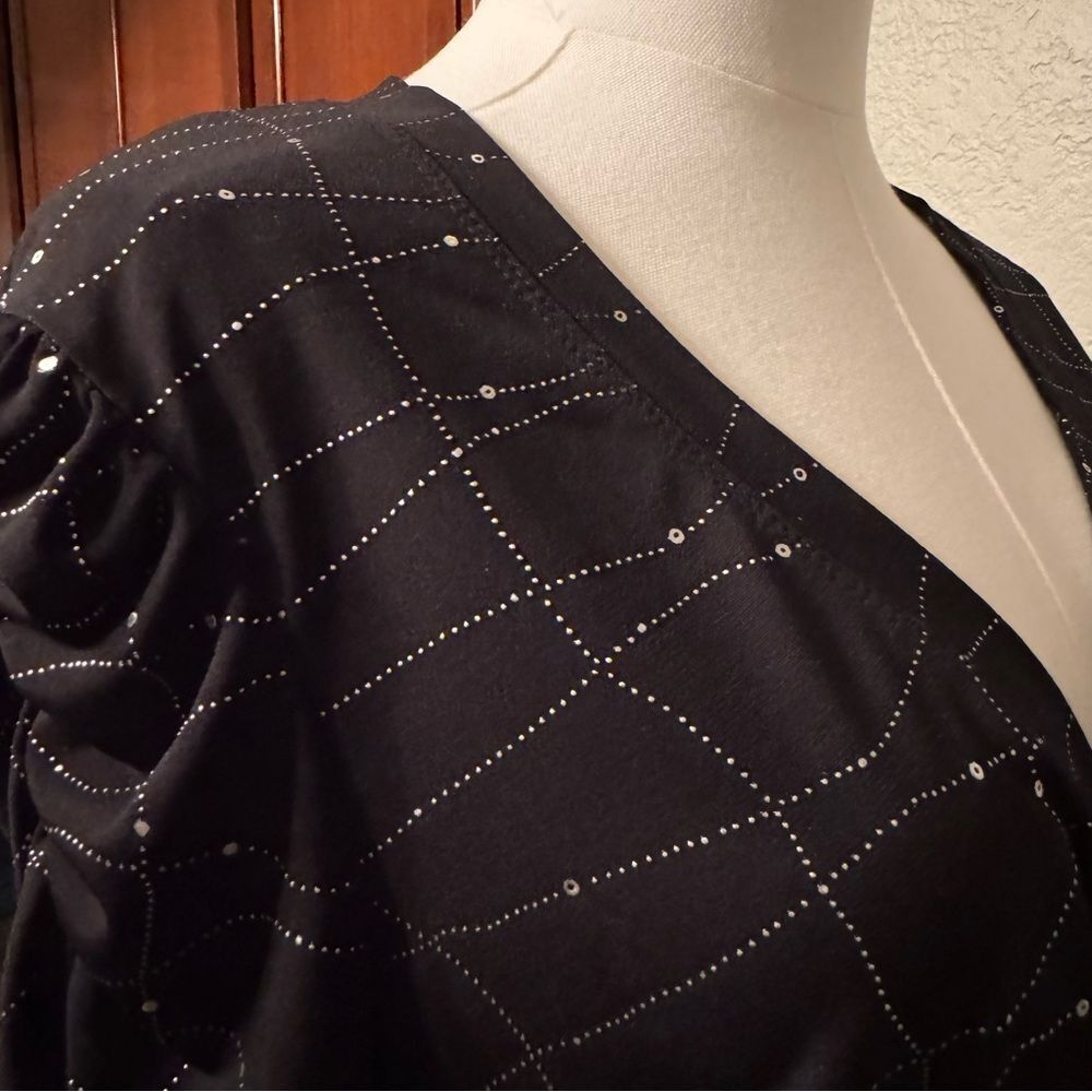 Love Tease Black Bolero Cardigan Sweater Top with Silver Detail XL - Picture 6 of 7